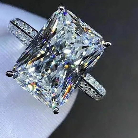 Sterling silver engagement wedding ring - Picture 3 of 4